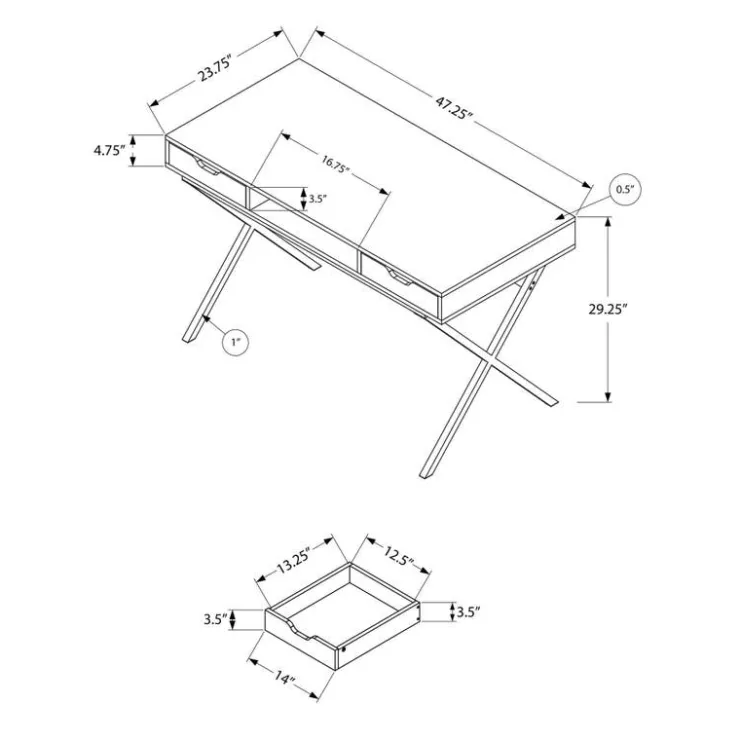 Monarch Computer desk - 48"l / / gold metal - Espresso Outlet