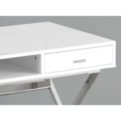Monarch Computer desk - 48"l / glossy / chrome metal - White Outlet