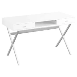 Monarch Computer desk - 48"l / glossy / chrome metal - White Outlet