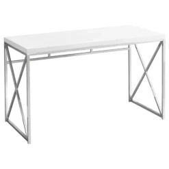 Monarch Computer desk - 48"l / glossy / chrome metal - White