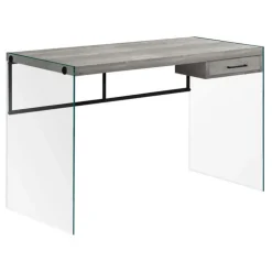 Monarch Computer desk - 48"l / reclaimed wood / glass panels - Grey Discount