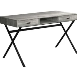 Monarch Computer desk - 48"l / reclaimed wood / black metal - Grey