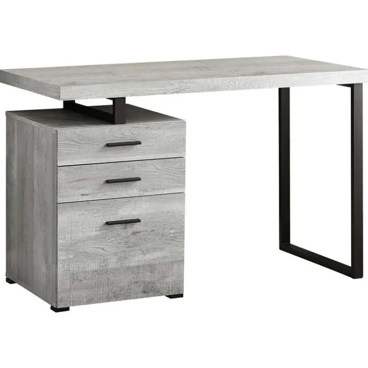 Monarch Computer desk - 48"l / reclaimed wood / black metal - Grey Sale