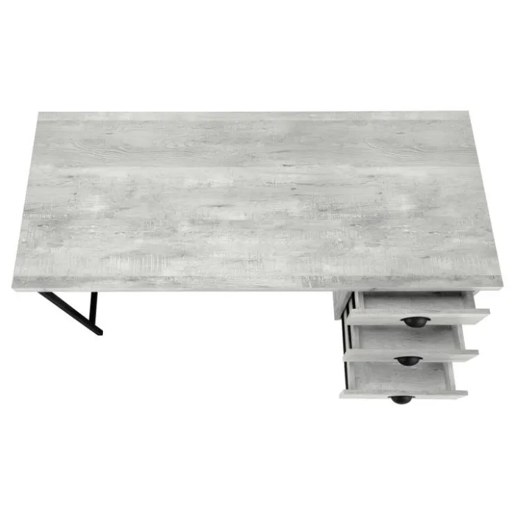 Monarch Computer desk - 55"l / reclaimed wood / black metal - Grey Hot