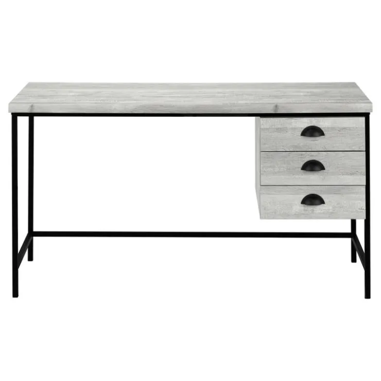 Monarch Computer desk - 55"l / reclaimed wood / black metal - Grey Hot