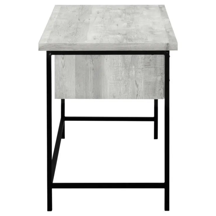Monarch Computer desk - 55"l / reclaimed wood / black metal - Grey Hot