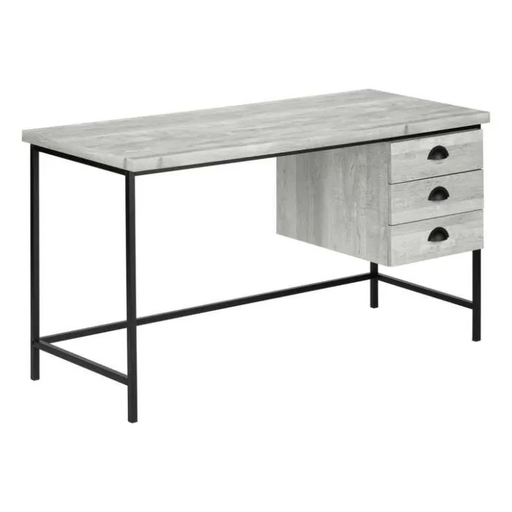 Monarch Computer desk - 55"l / reclaimed wood / black metal - Grey Hot