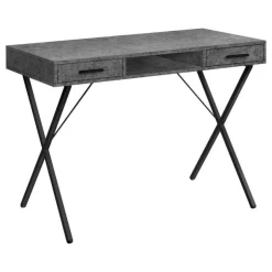 Monarch Computer desk - 42"l / stone-look / black metal - Grey