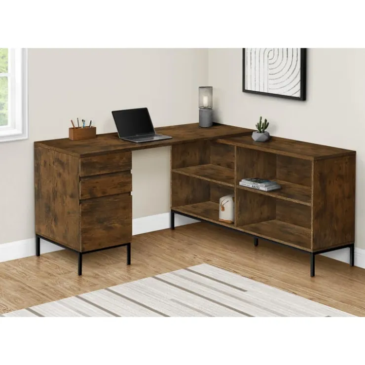 Monarch Computer desk - 60"l / rustic l-shaped corner - Brown Online