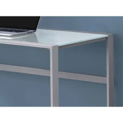 Monarch Computer desk - 48"l / metal/ white tempered glass - Silver Outlet