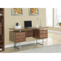 Monarch Computer desk - 60"l / / silver metal - Walnut Discount