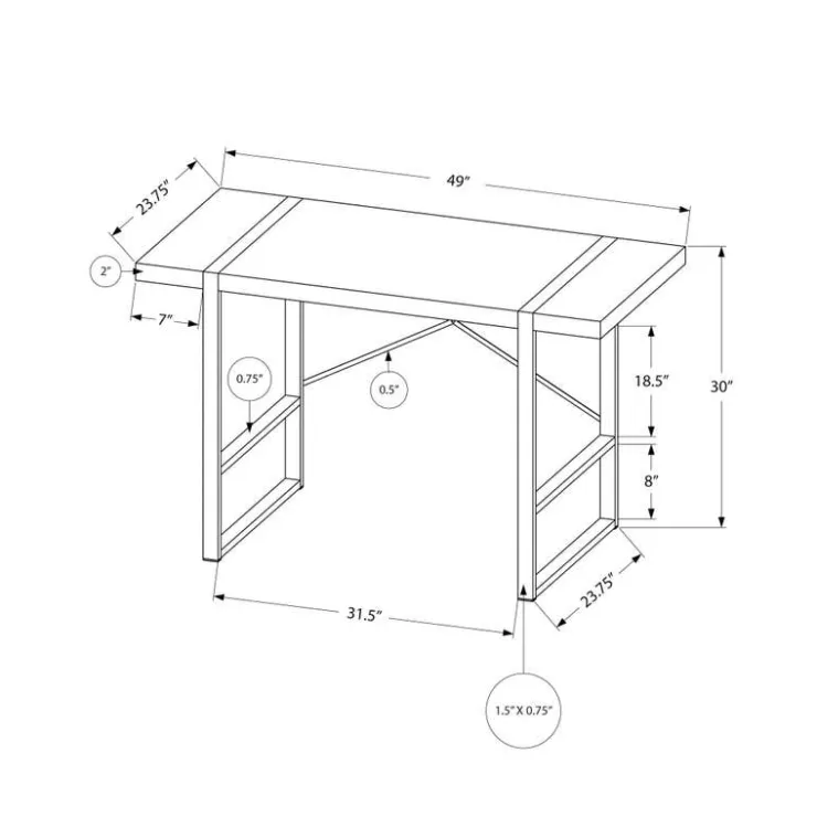 Monarch Computer desk - 48"l / / black metal - White Hot