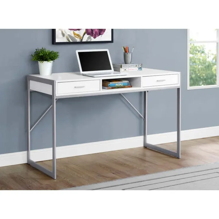 Monarch Computer desk - 48"l / / silver metal - White Outlet