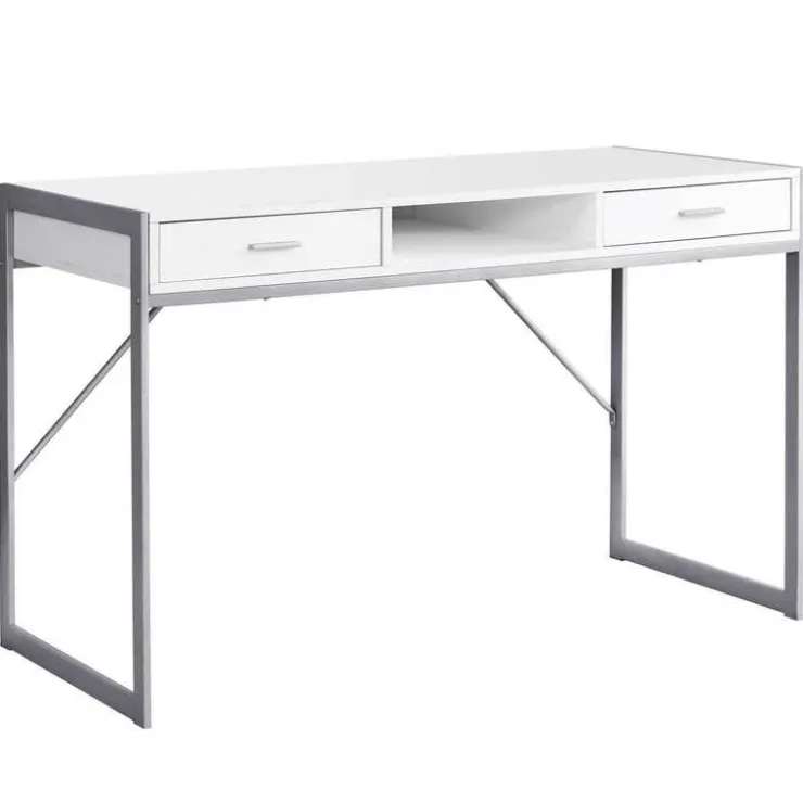 Monarch Computer desk - 48"l / / silver metal - White Outlet