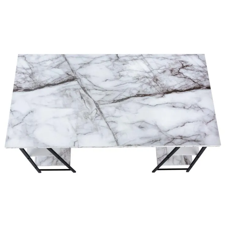 Monarch Computer desk - 48"l / marble-look / black metal - White Online