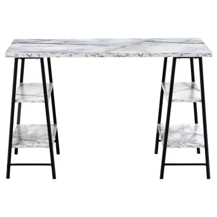 Monarch Computer desk - 48"l / marble-look / black metal - White Online