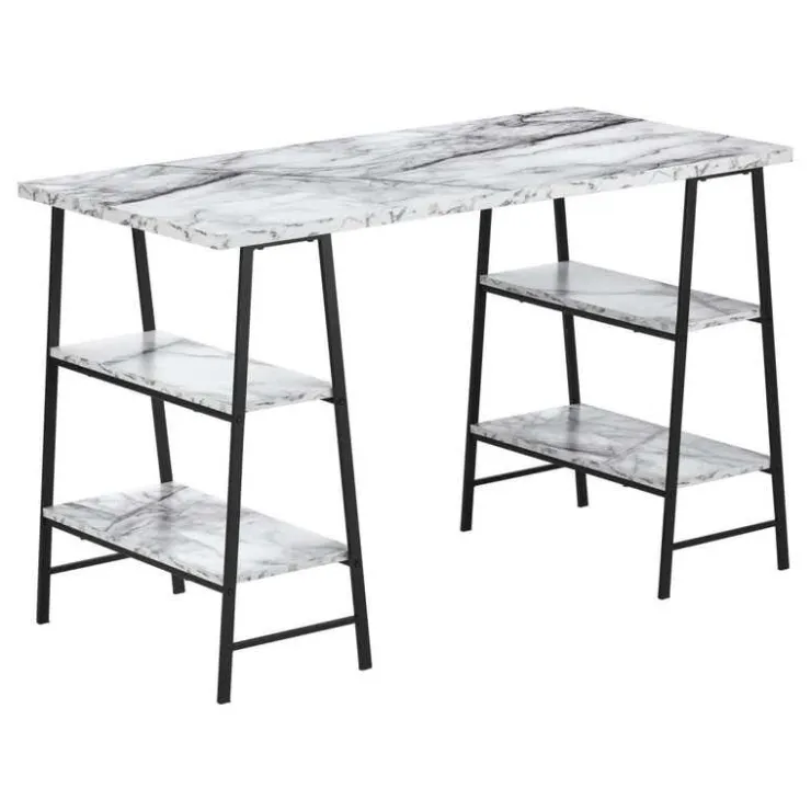 Monarch Computer desk - 48"l / marble-look / black metal - White Online