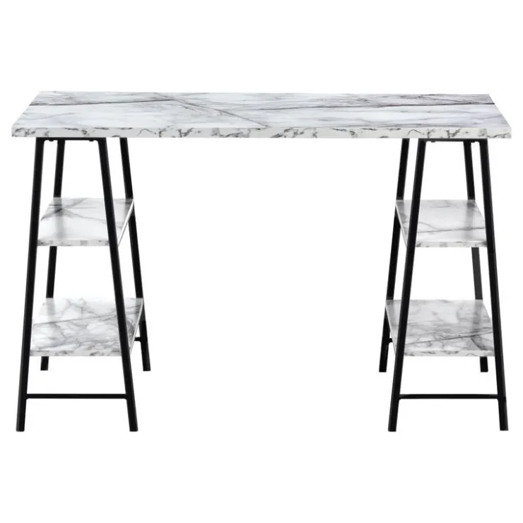 Monarch Computer desk - 48"l / marble-look / black metal - White Online