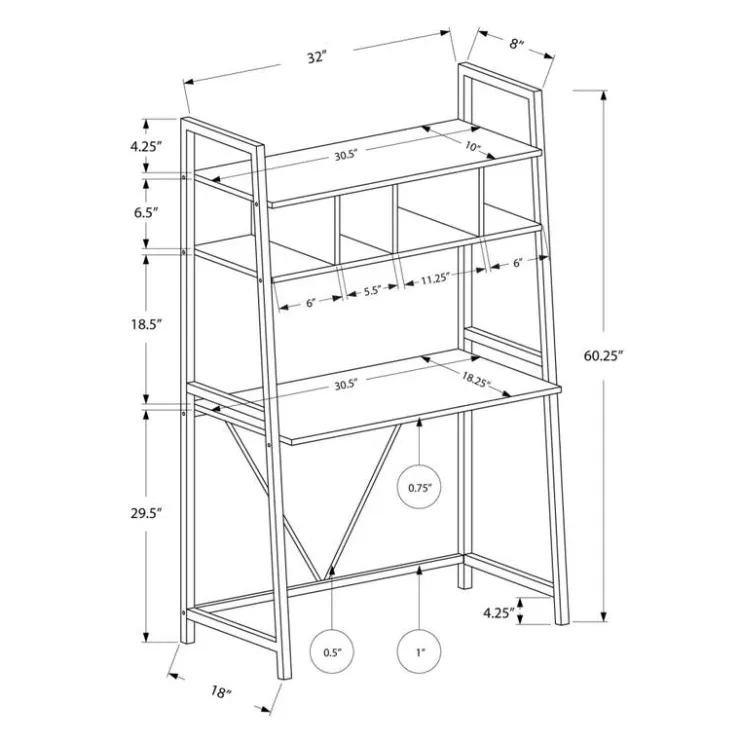 Monarch Computer desk - 32"l / top / metal - White Sale