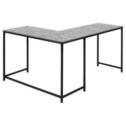 Monarch Computer desk - 58"l/ stone-look/ black metal corner - Grey Clearance