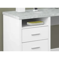 Monarch Computer desk - 80"l / cement-look left/right face - White