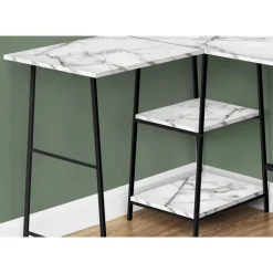 Monarch Computer desk - l-shaped / corner / 2 open shelves / sawhorse style - 47l x 4 - White Sale