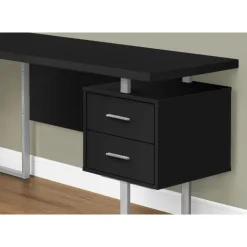 Monarch Computer desk - l-shaped / corner / 3 drawers / metal legs / reversible - 71" - Black Sale