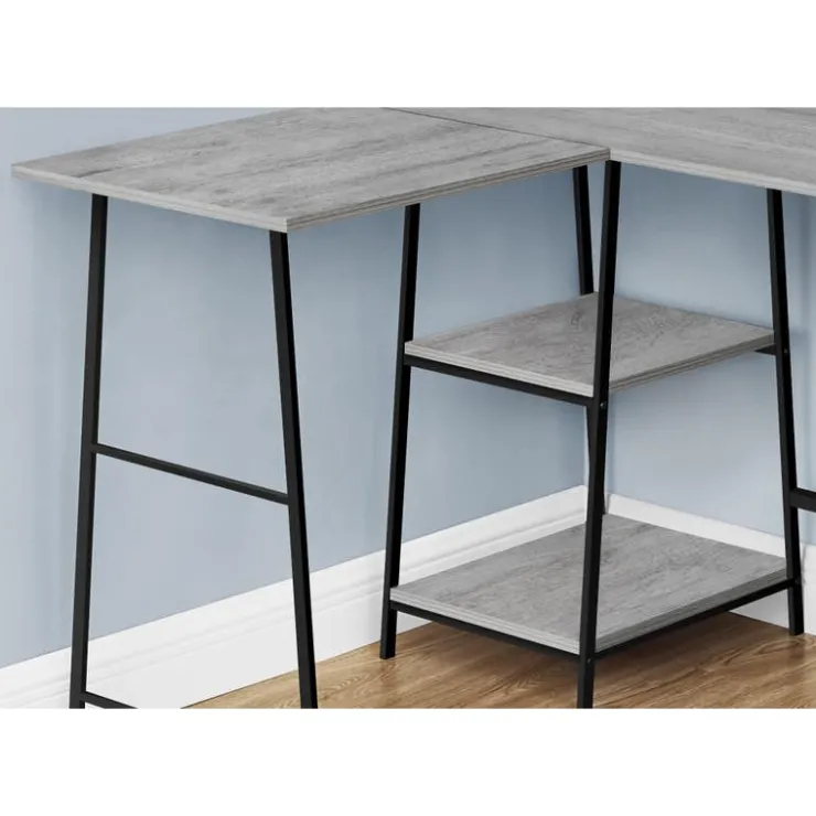 Monarch Computer desk - l-shaped / corner / 2 open shelves / sawhorse style - 47l x 4 - Grey Sale