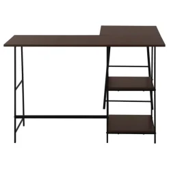 Monarch Computer desk - l-shaped / corner / 2 open shelves / sawhorse style - 47l x 4 - Espresso Sale