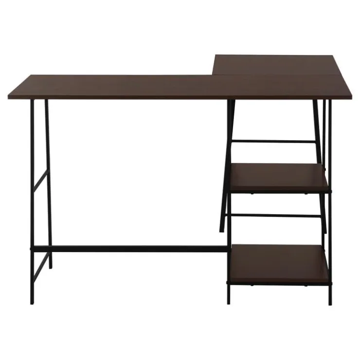 Monarch Computer desk - l-shaped / corner / 2 open shelves / sawhorse style - 47l x 4 - Espresso Sale