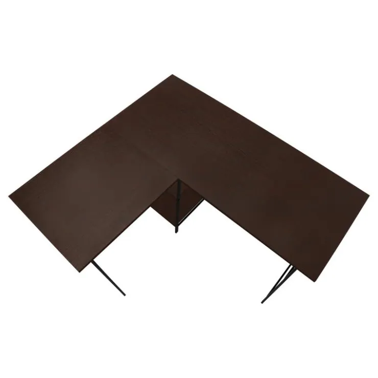 Monarch Computer desk - l-shaped / corner / 2 open shelves / sawhorse style - 47l x 4 - Espresso Sale