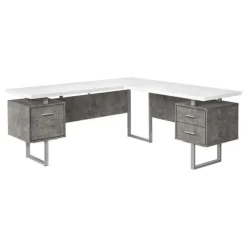 Monarch Computer desk - l-shaped / corner / 3 drawers / metal legs / reversible - 71