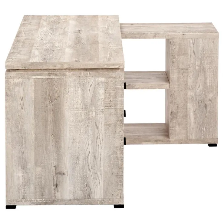 Monarch Computer desk - l-shaped / corner / 3 drawers / 2 open shelves / 3 cubbies - - Taupe New