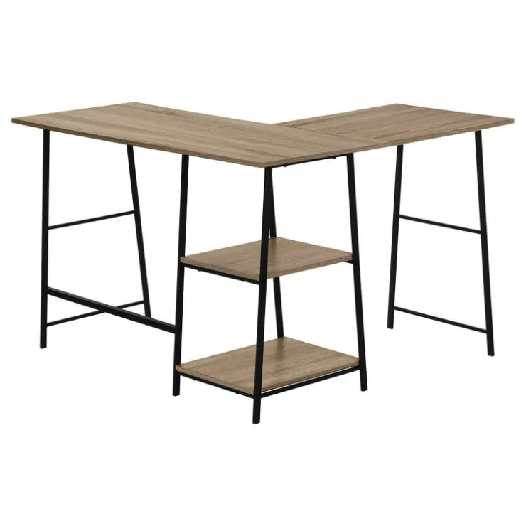 Monarch Computer desk - l-shaped / corner / 2 open shelves / sawhorse style - 47l x 4 - Dark Taupe Hot