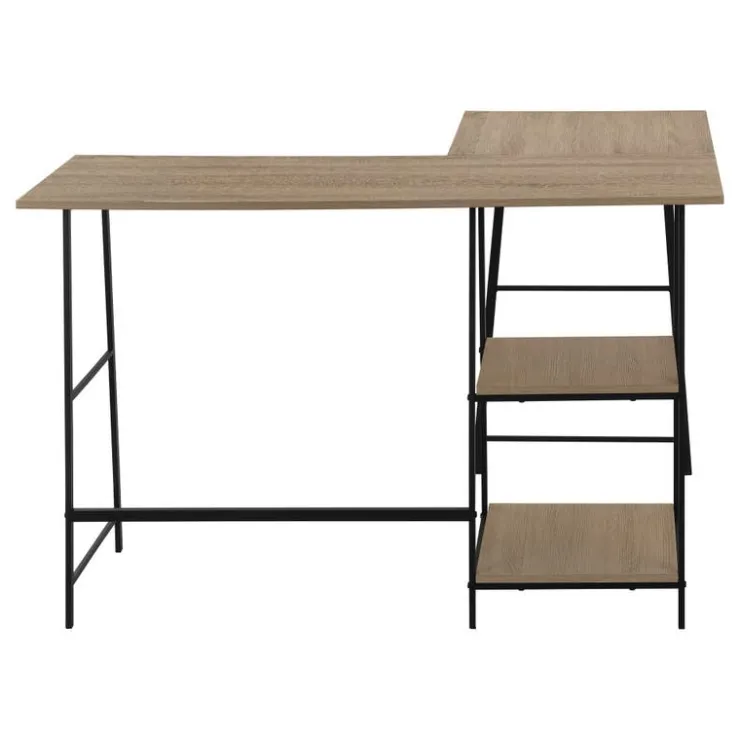 Monarch Computer desk - l-shaped / corner / 2 open shelves / sawhorse style - 47l x 4 - Dark Taupe Hot