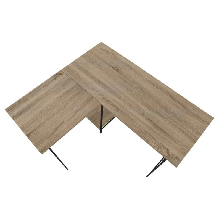 Monarch Computer desk - l-shaped / corner / 2 open shelves / sawhorse style - 47l x 4 - Dark Taupe Hot