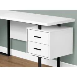 Monarch Computer desk - l-shaped / corner / 3 drawers / metal legs / reversible - 71" - White Sale