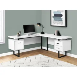 Monarch Computer desk - l-shaped / corner / 3 drawers / metal legs / reversible - 71