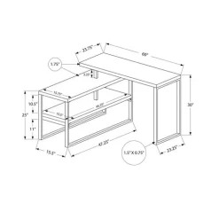 Monarch Computer desk - l-shaped / corner / 2 open shelves / 60"l x 47"w - concr - Grey Outlet