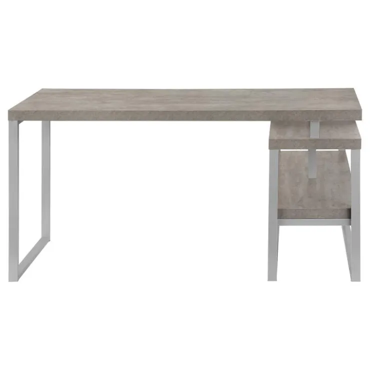 Monarch Computer desk - l-shaped / corner / 2 open shelves / 60"l x 47"w - concr - Grey Outlet