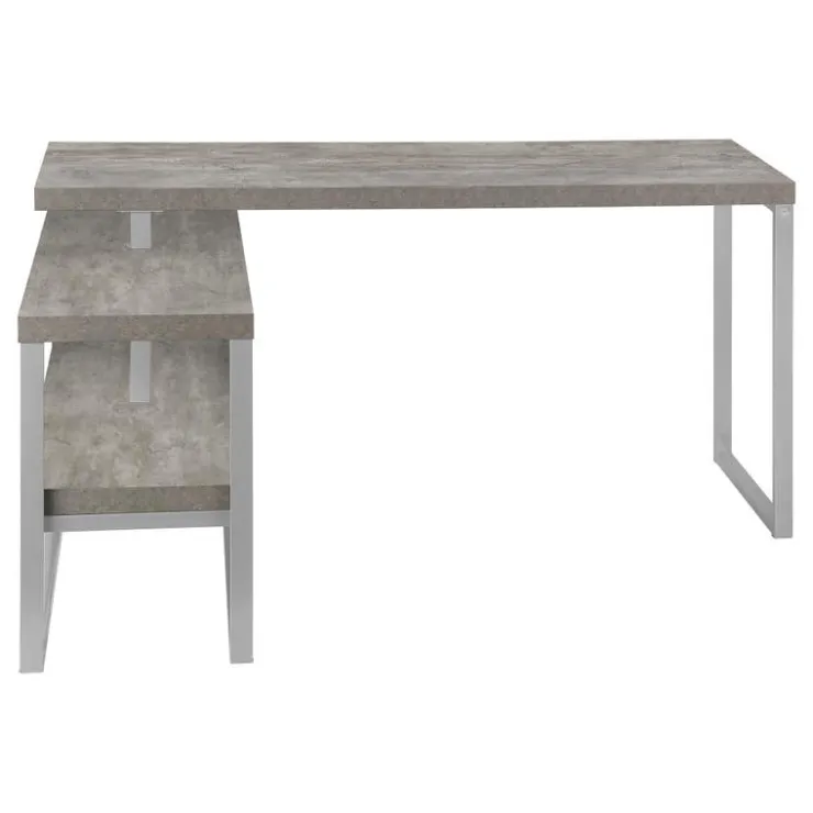 Monarch Computer desk - l-shaped / corner / 2 open shelves / 60"l x 47"w - concr - Grey Outlet