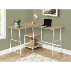 Monarch Computer desk - l-shaped / corner / 2 open shelves / sawhorse style - 47l x 4 - Natural Discount