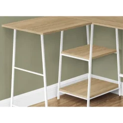 Monarch Computer desk - l-shaped / corner / 2 open shelves / sawhorse style - 47l x 4 - Natural Discount