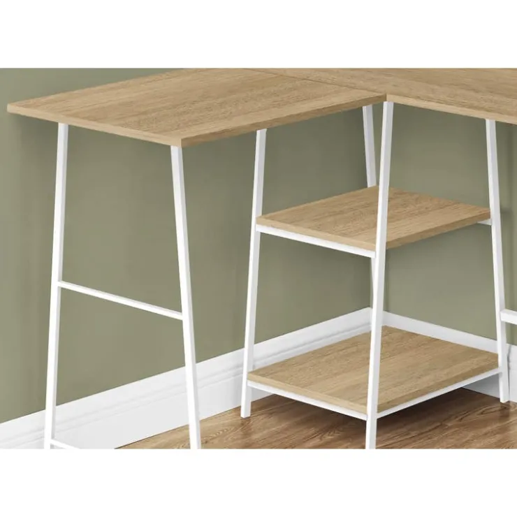 Monarch Computer desk - l-shaped / corner / 2 open shelves / sawhorse style - 47l x 4 - Natural Discount
