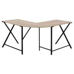 Monarch Computer desk - l-shaped / rounded corner / metal base with x-shaped sides - - Dark Taupe Discount