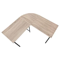 Monarch Computer desk - l-shaped / rounded corner / metal base with x-shaped sides - - Dark Taupe Discount