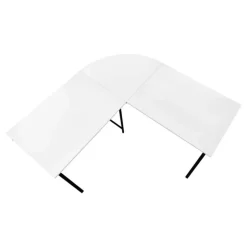 Monarch Computer desk - l-shaped / rounded corner / metal base with x-shaped sides - - White Clearance