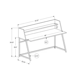 Monarch Computer desk - small hutch / 1 shelf / trapezoid-shaped legs - 48"l - - Brown Online