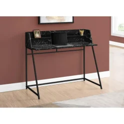 Monarch Computer desk - small hutch / 1 shelf / trapezoid-shaped legs - 48"l - - Black Online
