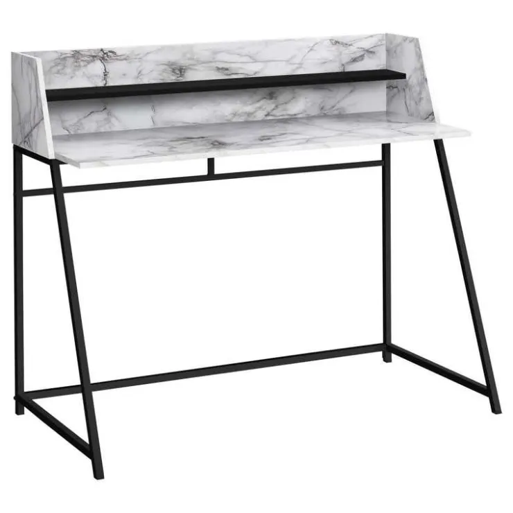Monarch Computer desk - small hutch / 1 shelf / trapezoid-shaped legs - 48"l - - White Discount